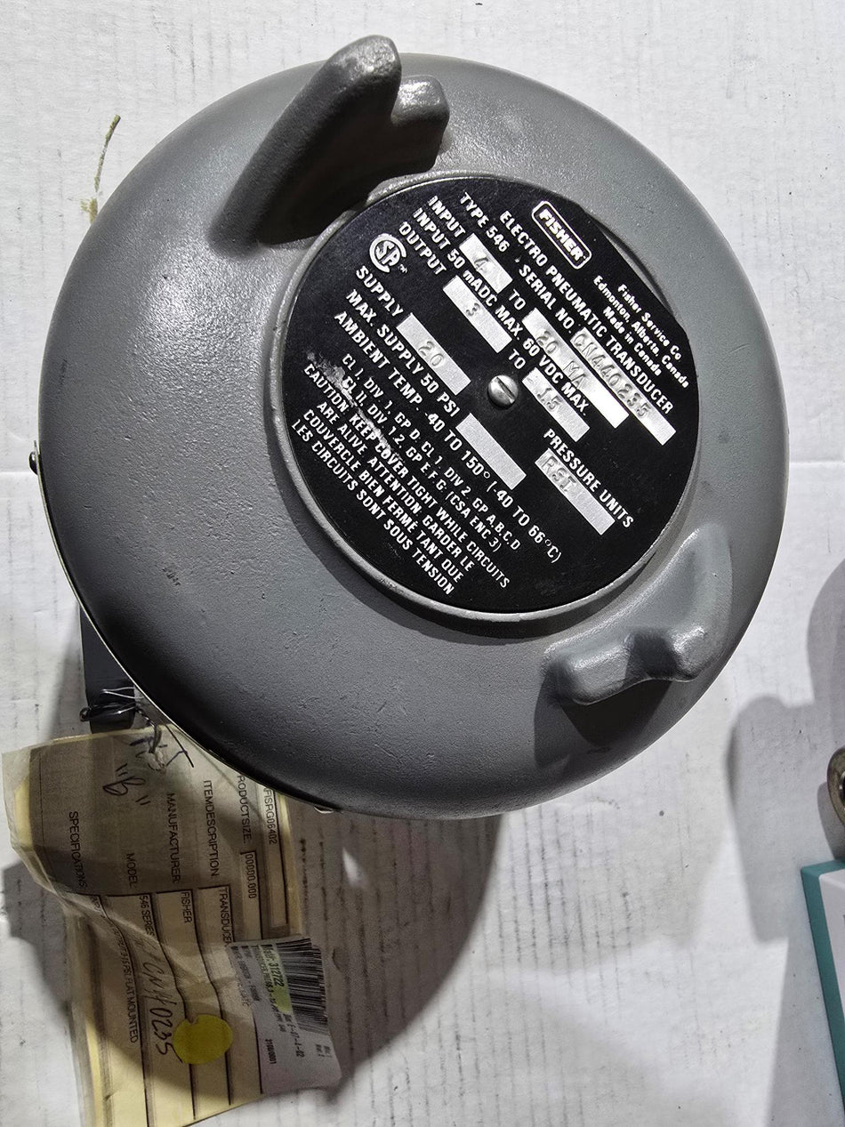 Fisher 546 Electro-pneumatic Transducer 3-15psi 4-20MA (REFURBISHED) NO REGULATOR