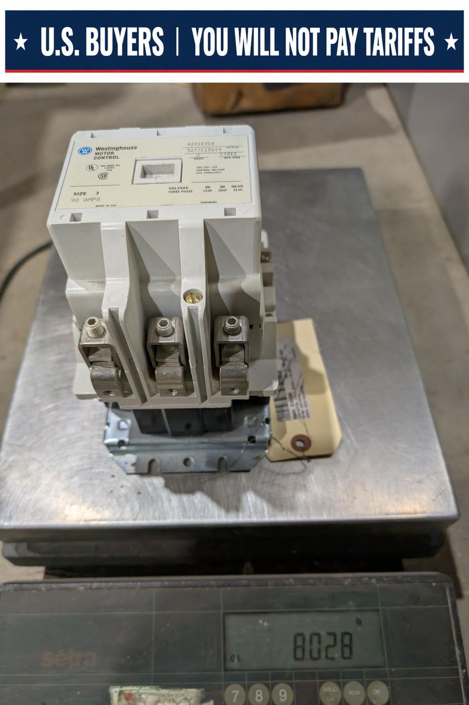 Westinghouse Motor Control Contactor - Size 3 - 90 AMPS - 600V - 50 HP Rating - 5277C15G04