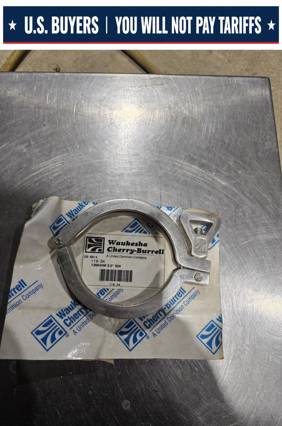 WAUKESHA 13MHHM 3" 304 STAINLESS SANITARY TUBE CLAMP 119-34