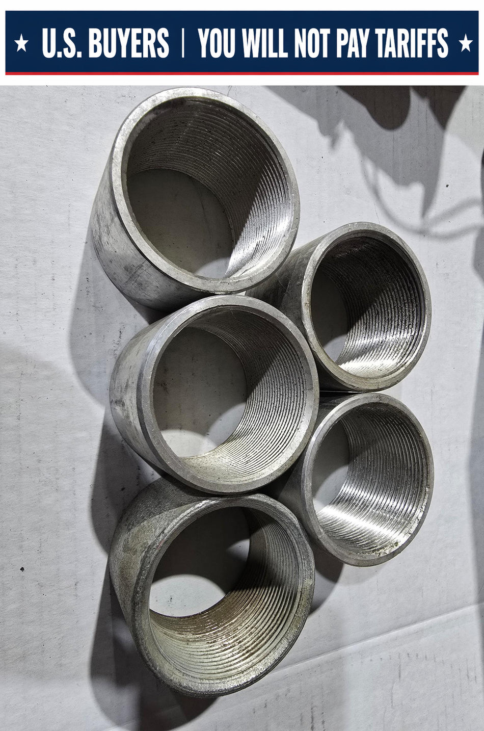Rigid 2" conduit coupling (LOT OF 4 ALUMINUM AND 1 STEEL)
