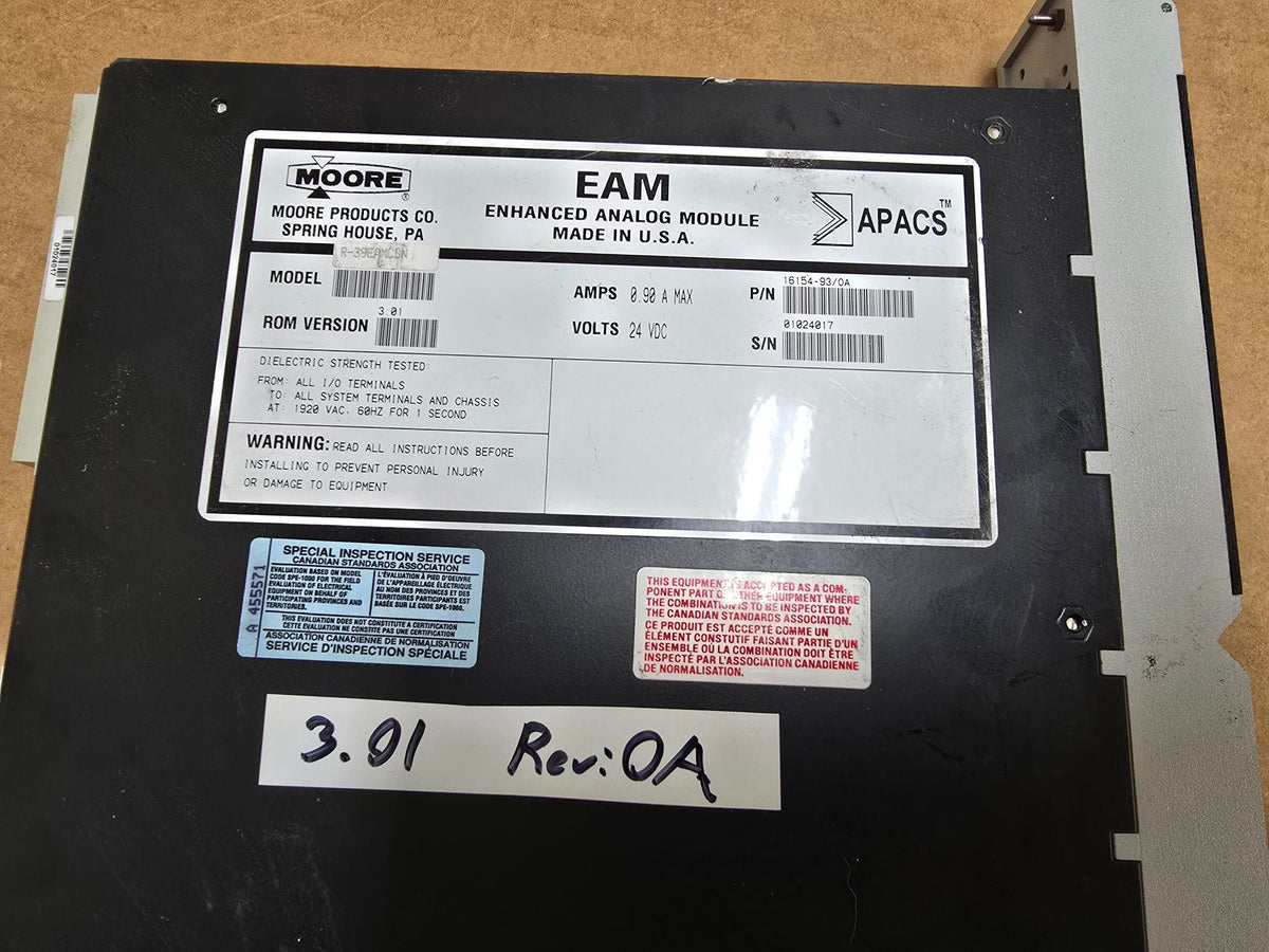 MOORE 39EAMCBN APACS, ROM:3.01, REV:OA, EAM ENHANCED ANALOG MODULE, 24 ...