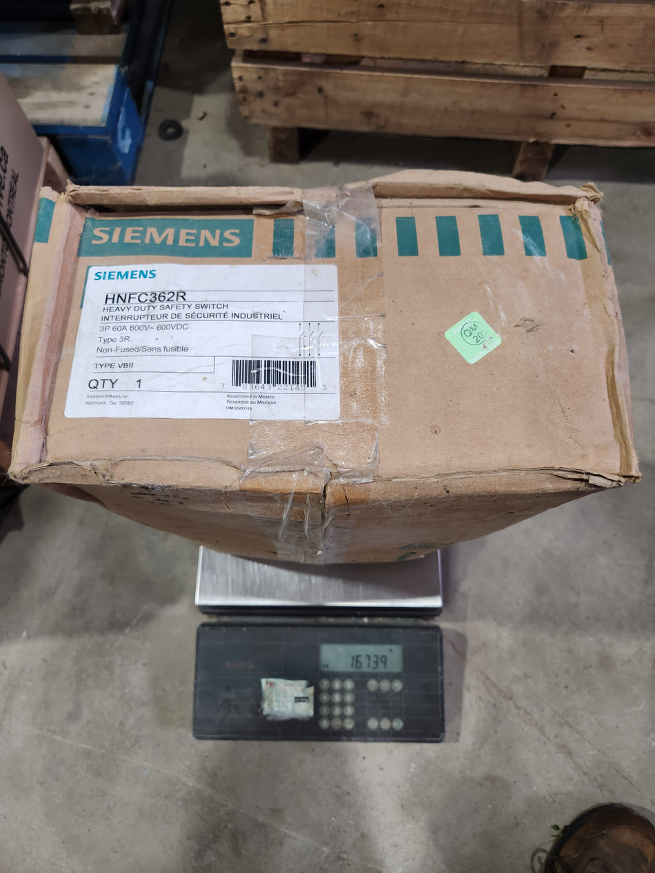 Siemens Heavy Duty Safety Switch Non-Fused 3P - 60A - 600 VAC/VDC - HNFC362R