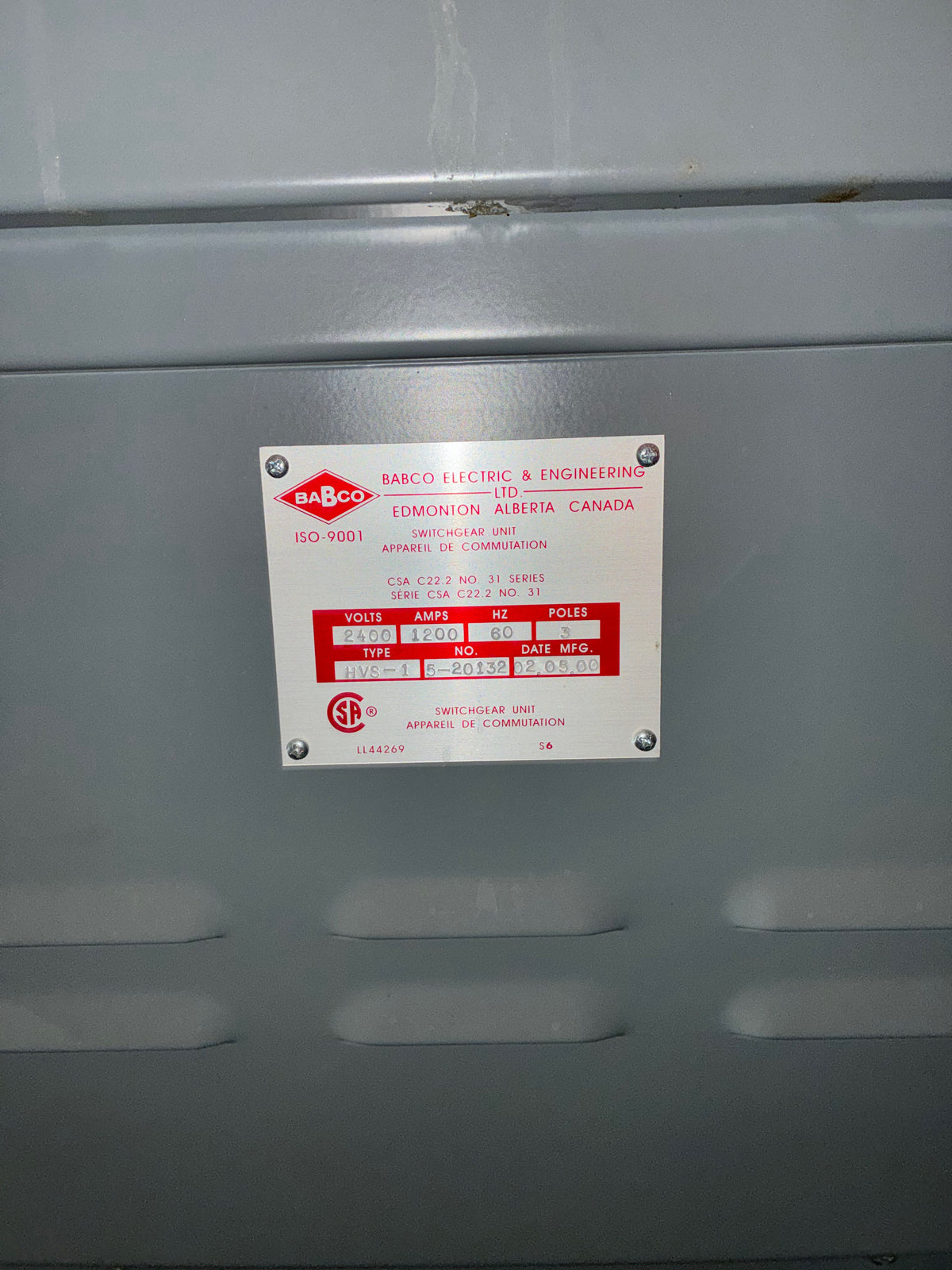 BABCO HVS-1 / Allen-Bradley CENTERLINE MCC Lineup, 2400 V, 1200 A
