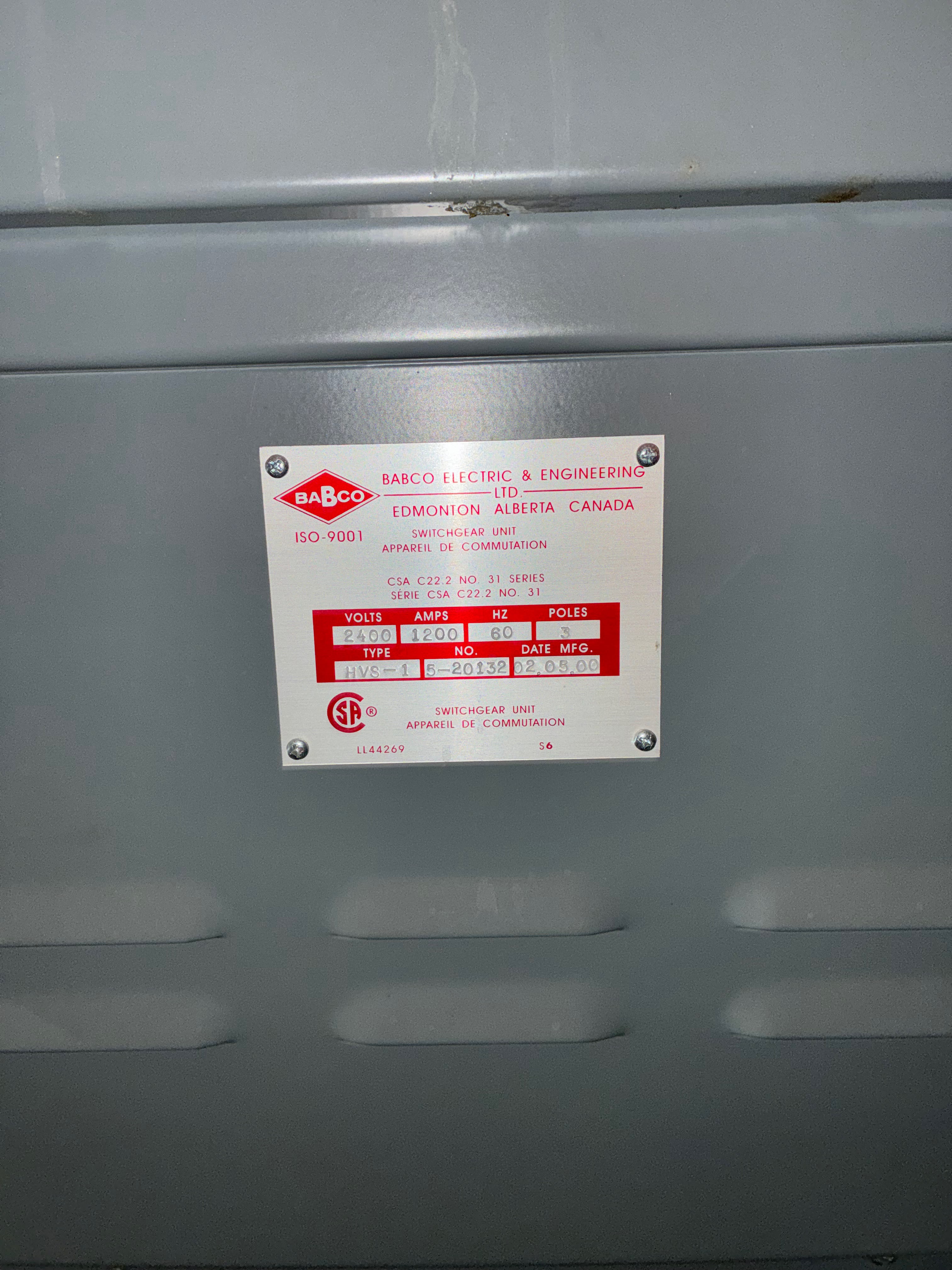 BABCO HVS-1 / Allen-Bradley CENTERLINE MCC Lineup, 2400 V, 1200 A