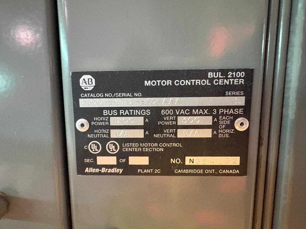 Allen-Bradley Bulletin 2100 Motor Control Center Lineup