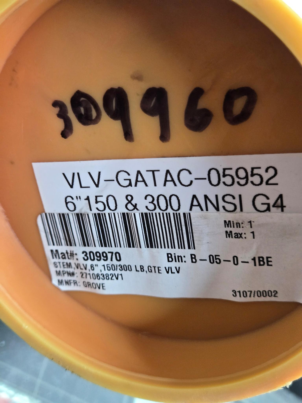 Grove 27106382V1 Valve Stem, 6 in Class 150/300 G4