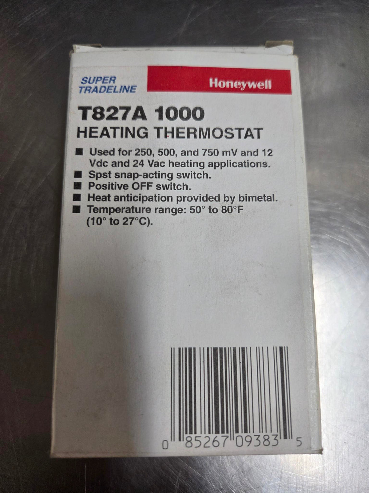 Honeywell T827A1000 Thermostat, 50–80 F