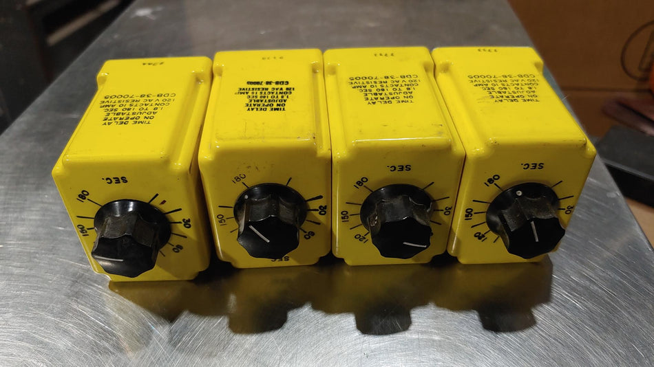 Qty:4 POTTER & BRUMFIELD CDB-38-70005 TIME DELAY RELAY ON OPERATE 1.8-180sec (Used)