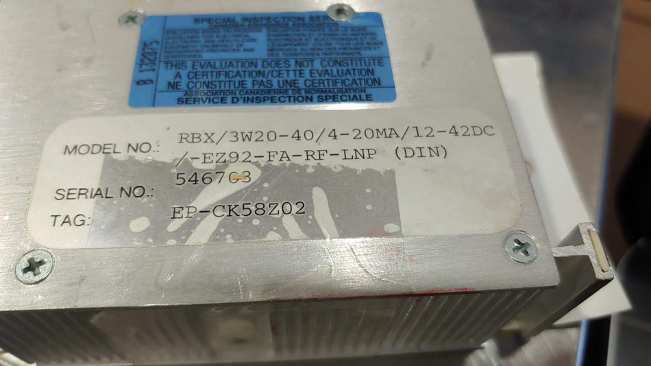 Moore RBX-3W20-40/4-20MA/12-42DC/EZ92-FA-RF-LNP Resistance bulb transmitter