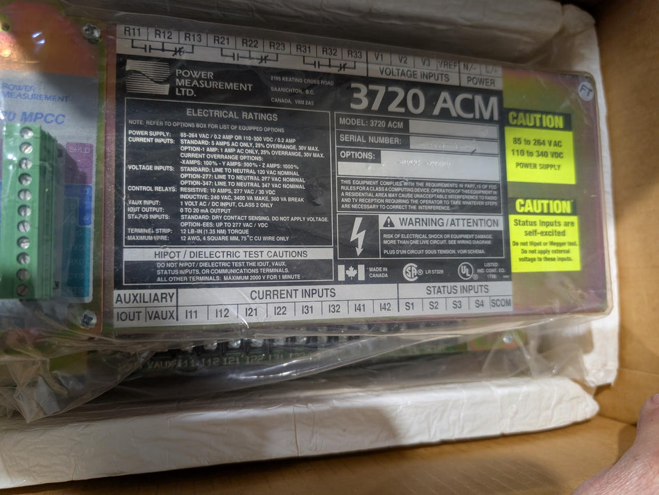 Power Measurement Ltd. 3720 ACM Power Meter 110-340 VDC
