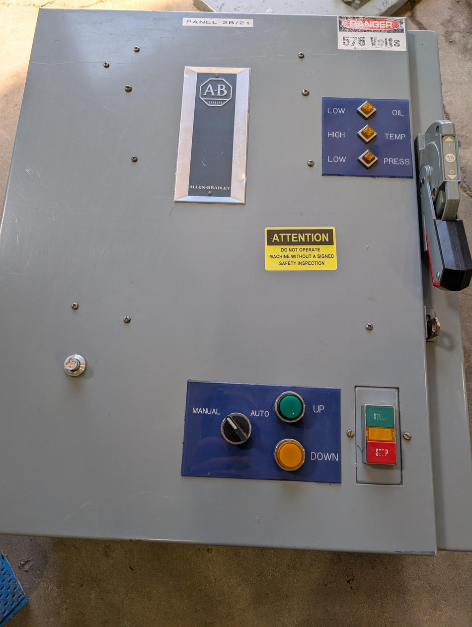 Allen-Bradley 50 HP Fused Motor Control Cabinet, 3 PH, 480V with Size 3 509-DO Contactor