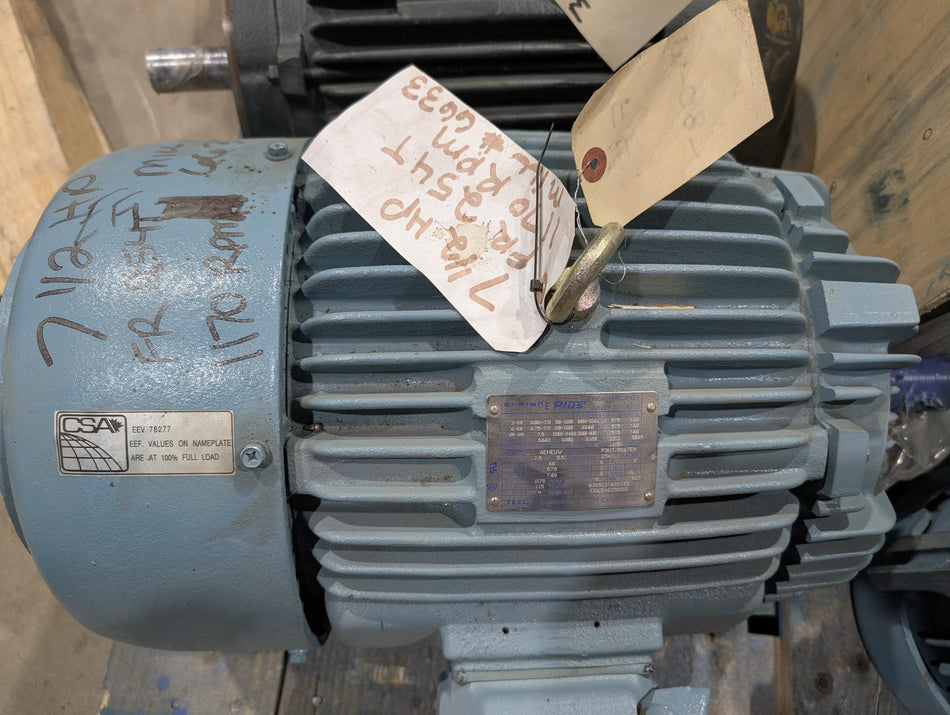 TECO 7.5 HP Inverter Duty Electric Motor, 575v, 1170RPM, FR: 254T , PDH7/506TE5 - New