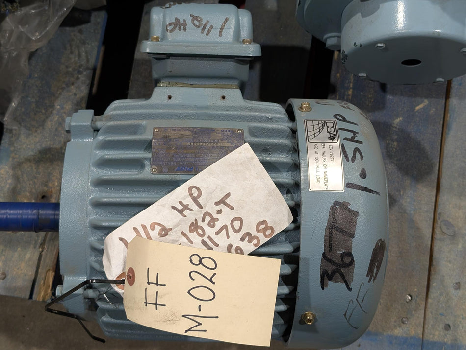 TECO 1.5 HP Electric Motor, 575v, 1170RPM, FR: 182T , PDH1/506TE5 - New