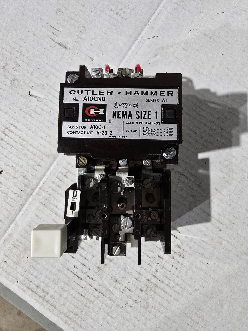 A10CN0 Cutler Hammer Series Size 1 Motor Starter 27Amp, 3 ph, 600V COIL, 10Hp 575