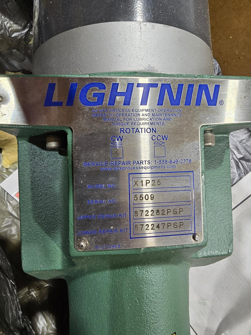 Lightnin Mixer  MODEL X1P25, HP Rating: 1/3,  Volts: 575V