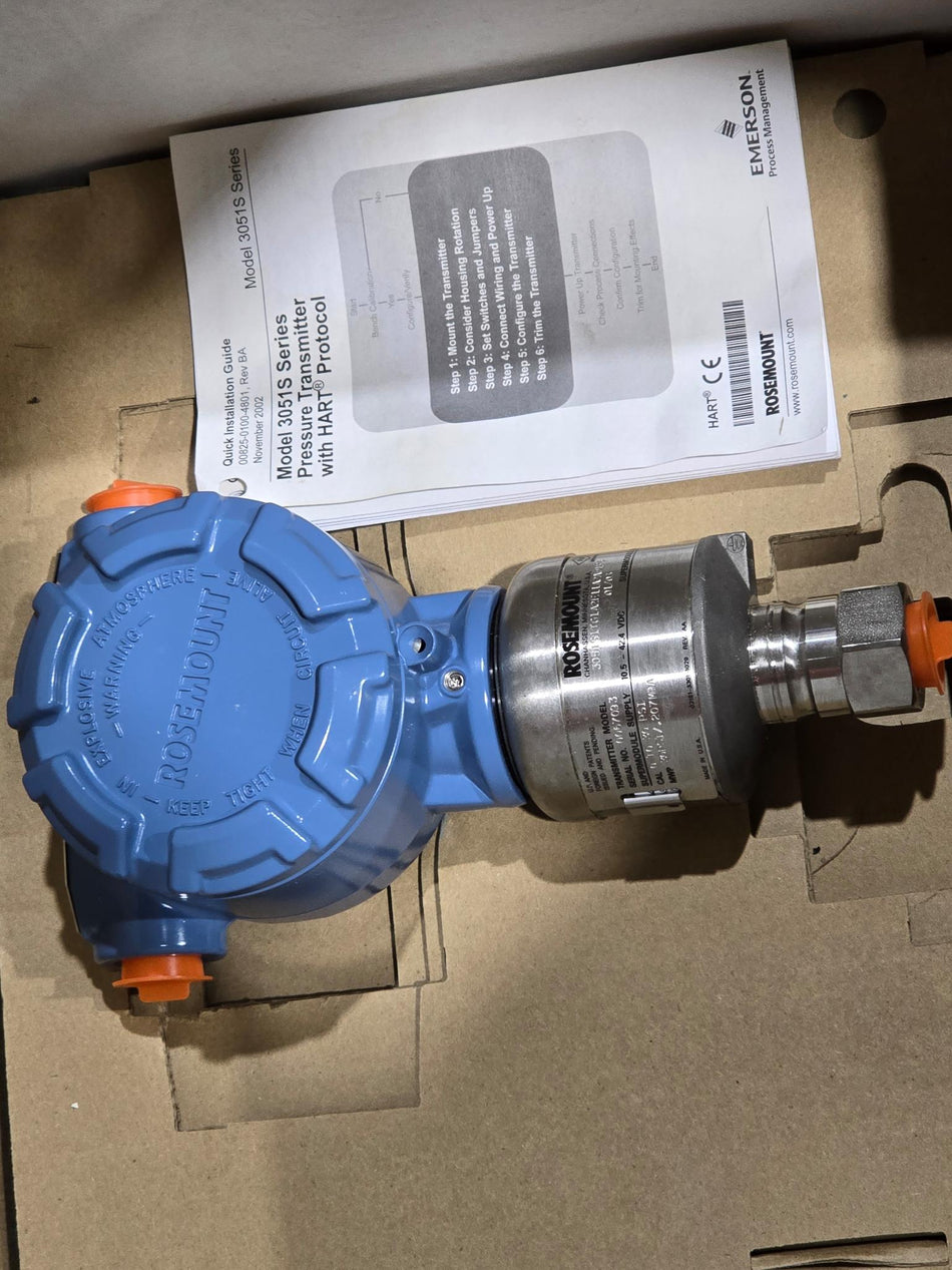 Rosemount Hart Pressure Transmitter 3051S1TG1A2E11A2AD1K6, 0 TO 30 PSI, MWP:30PSI, Housing Model:300S2AAD1K6