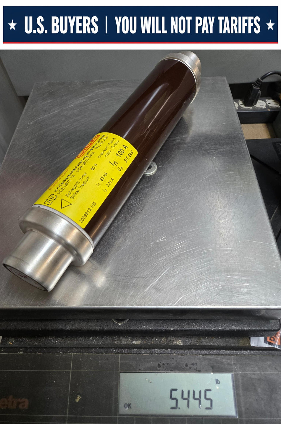 SIBA HV Back-up Fuse 3009913.100- , 100A, 3/7.2KV