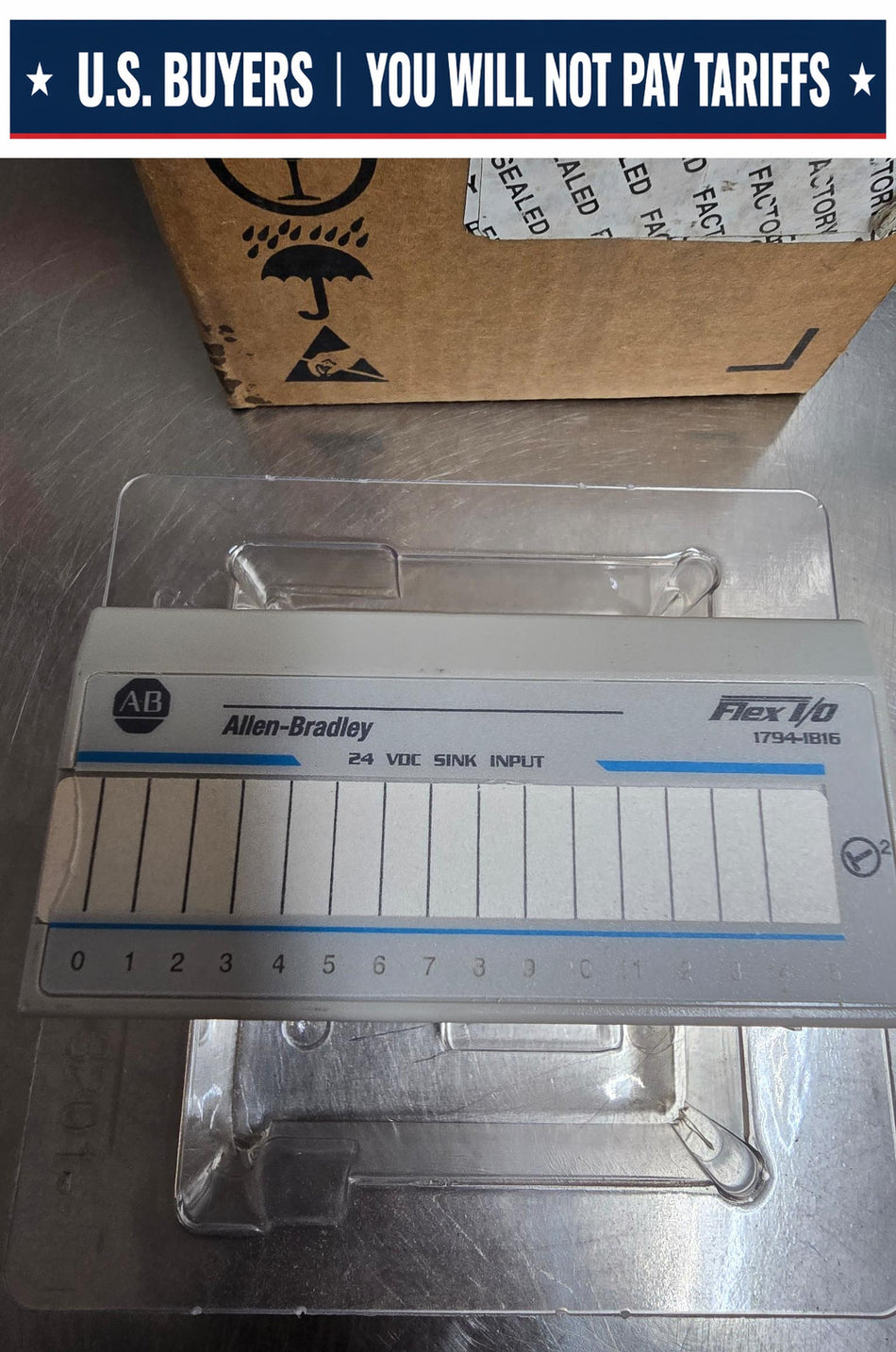 ALLEN BRADLEY FLEX I/O 24V DC SINK INPUT MODULE 1794-IB16 P/N: 96145673 (Used)