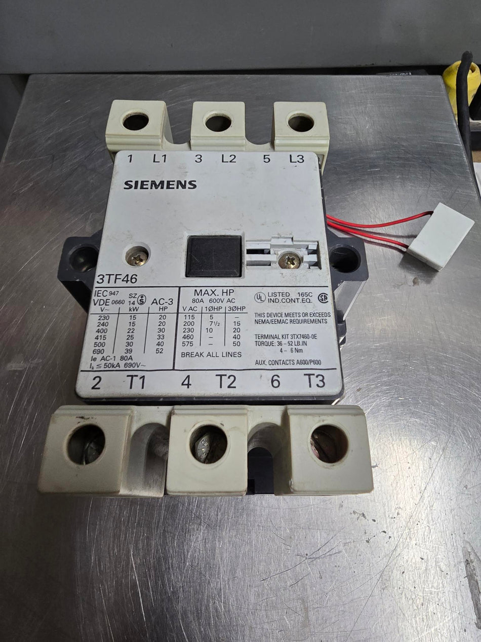 SIEMENS 3TF46, 80A, 110VAC COIL (USED TESTED)