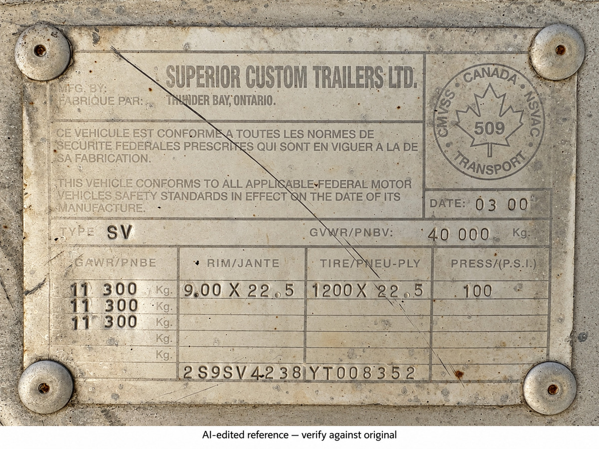 T-013 VIN 2S9SV4238YT008352 — AI-edited reference; verify against original plate