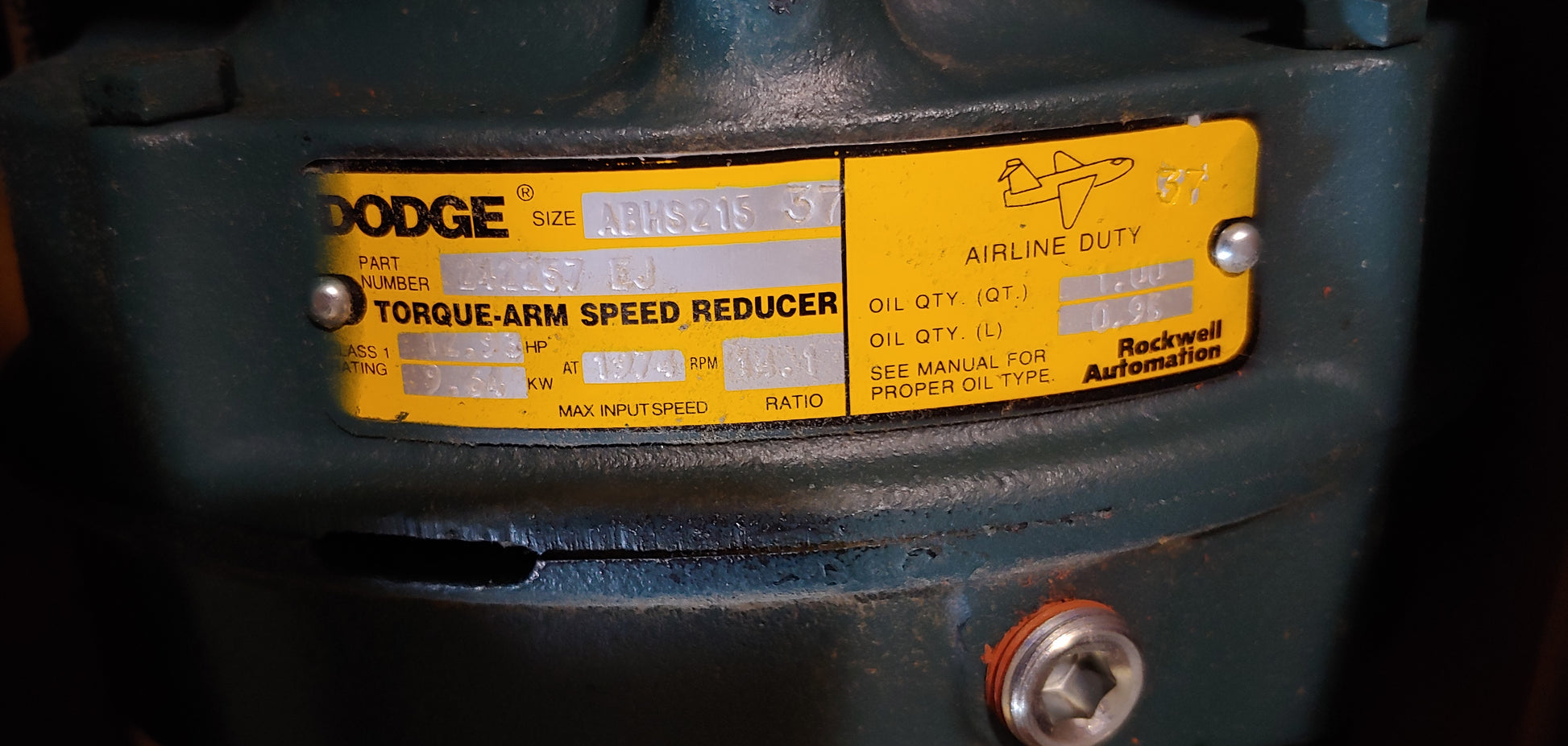 Dodge Gear Drive TXT 2A TorqueArm Speed Reducer, ABHS215 37, Ratio 1