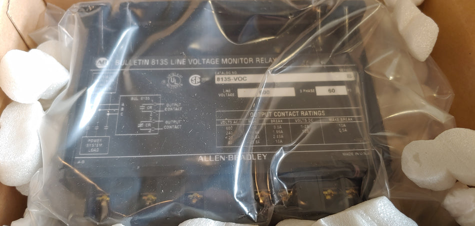 Allen Bradley 813S-VOC Line Monitor Relay 600V 60Hz Ser:B