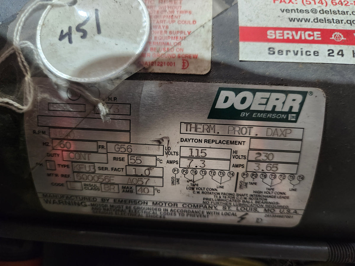Doerr Motor 1/3HP Electric Motor- DOERR – ETI Sales