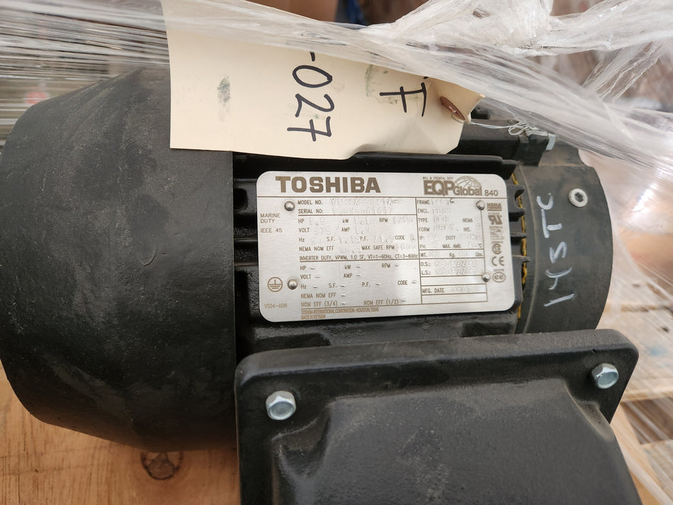 Toshiba 1.5 HP Electric Motor, 575v, 1750 RPM, FR 145T, Y154XSSC41A-P